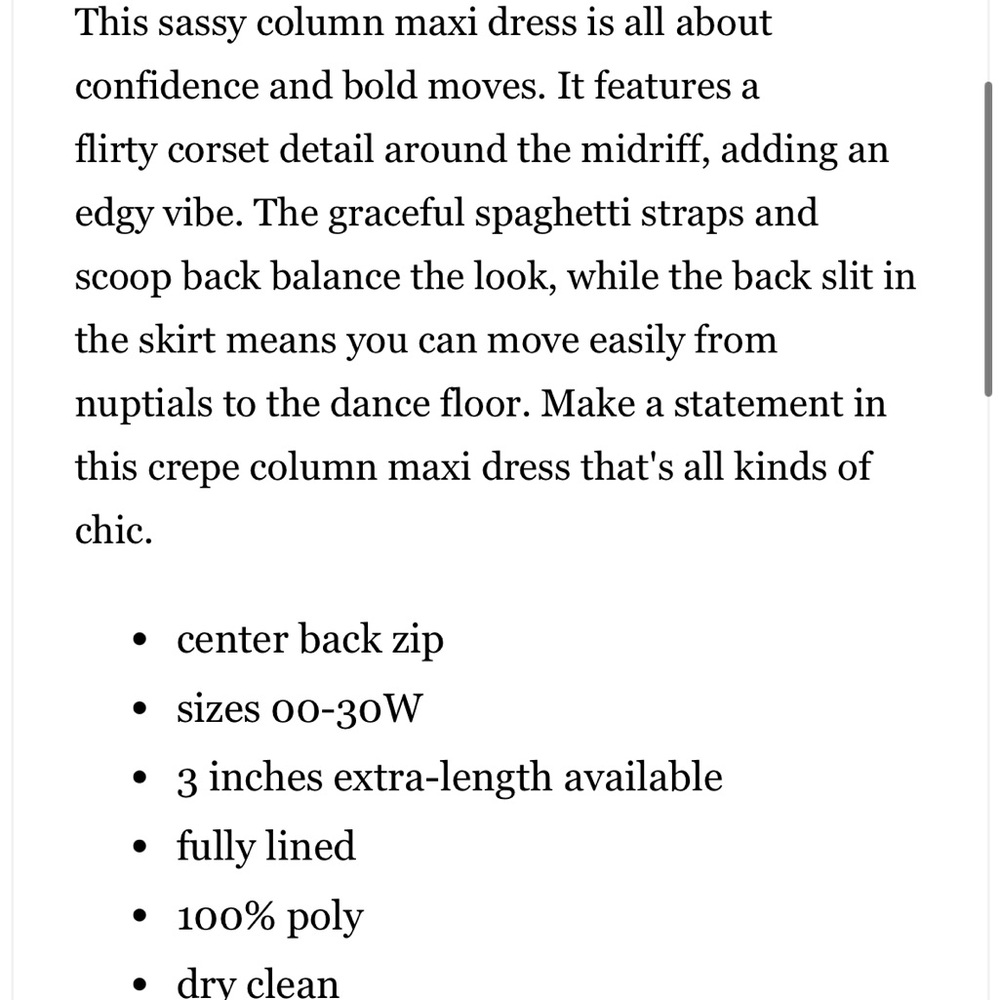 NWT Dessy Group Corset Midriff Crepe Column Gown - Picture 6 of 6